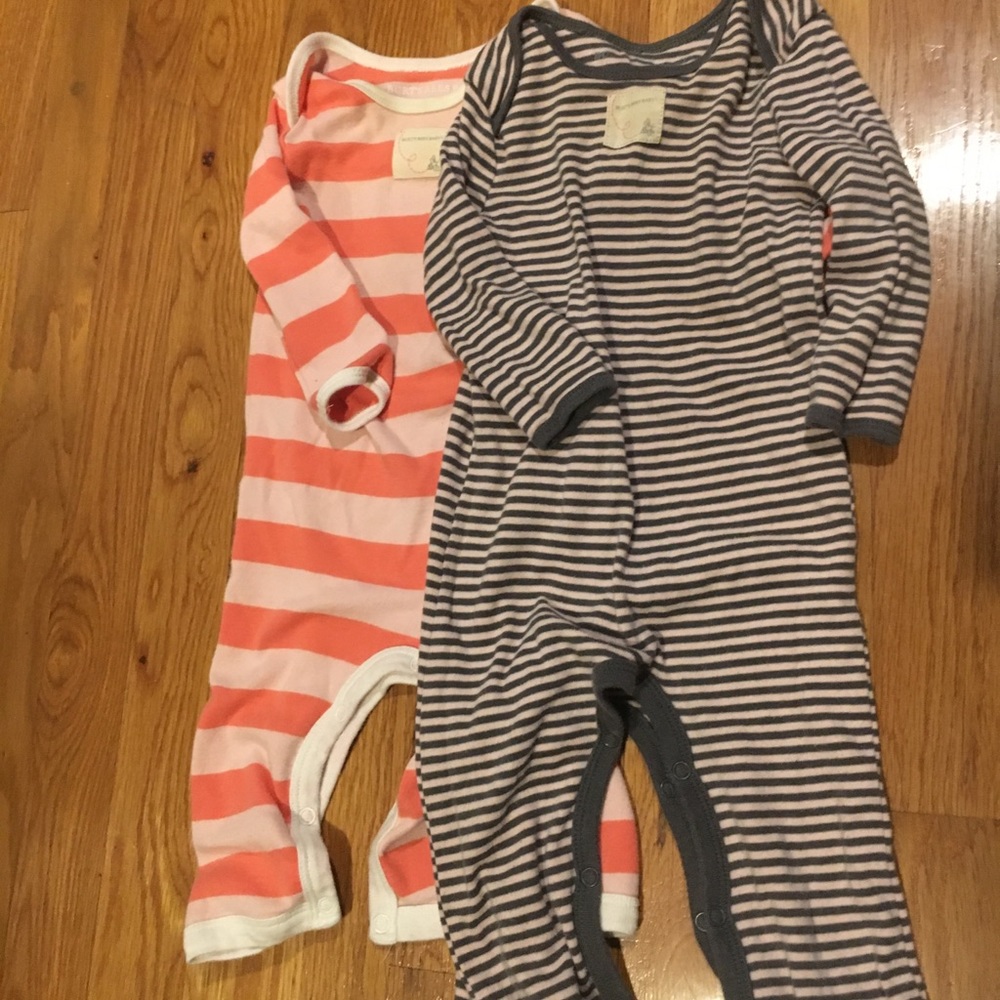 3-6 month onesies. Run a little big, super soft.